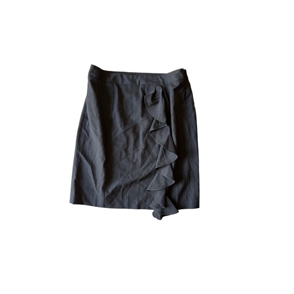 Adrienne Vittadini Dark Gray Ruffle Skirt business office wear